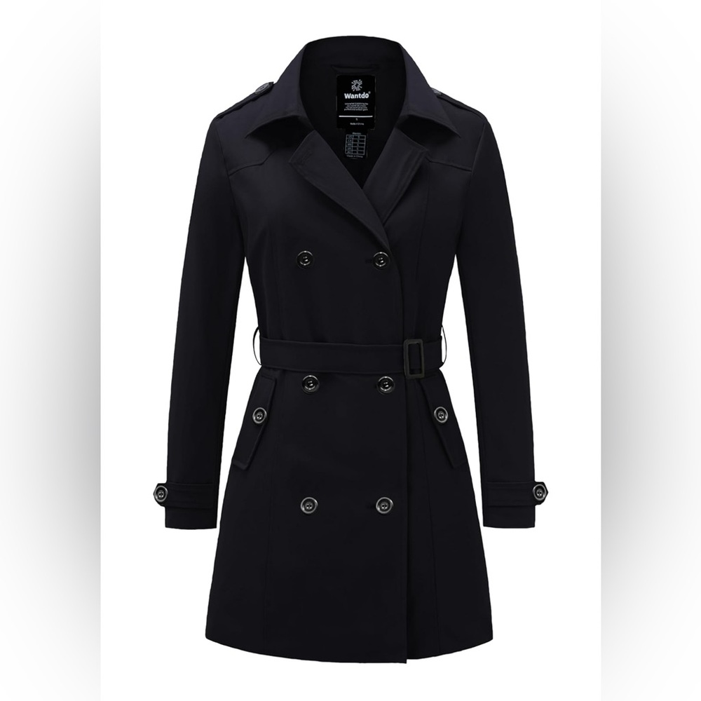wantdo Women's Waterproof Trench Coat Classic Lapel Outerwear Coat with Belt
